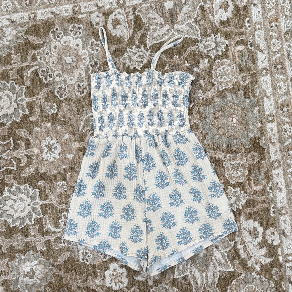 Charming Blue Floral Kids Romper